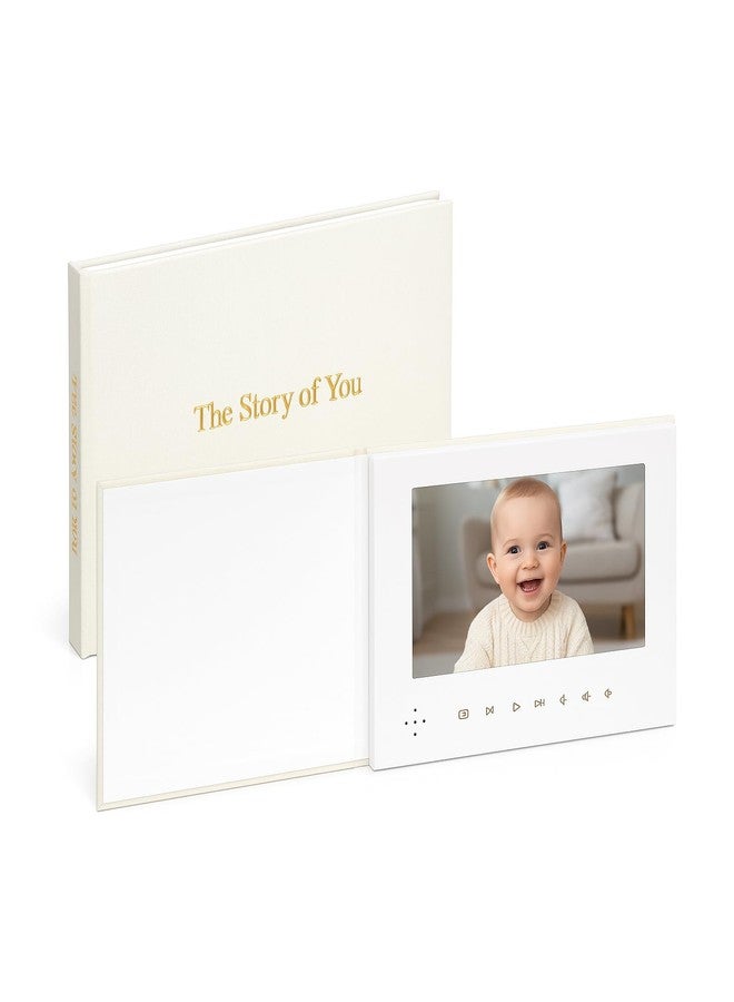 JTRF The Story of You – Baby Memory Video Book with White Gift Box, Linen Cover with Gold-Foil Title, 7" HD Screen, 4 GB Storage, Rechargeable Digital Keepsake for Baby Showers and Gender Reveals - Image 1